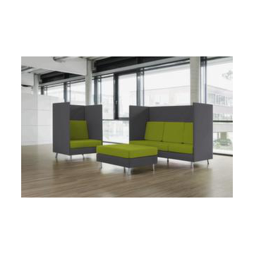 Highback Loungesessel, 1-Sitzer, schallabsorbierend, Stoff grau/grün