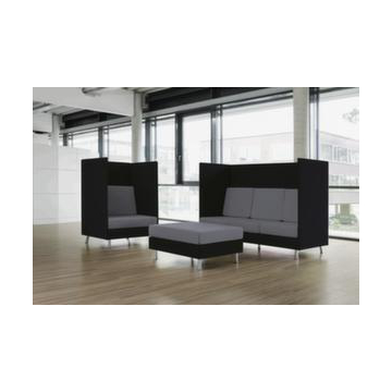 Highback Loungesessel, 1-Sitzer, schallabsorbierend, Stoff schwarz/grau
