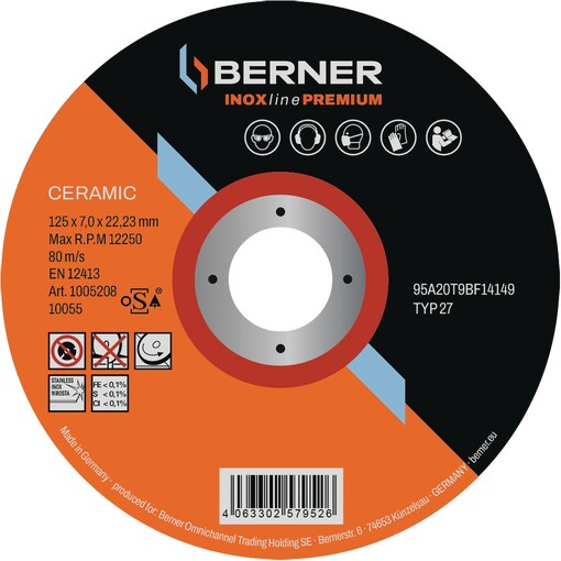 Schruppscheibe INOXline Premium 125x7x22,2 Keramik Schruppscheibe INOXline Premium 125x7x22,2 Keramik