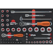 Hartschaumeinlage mit Steckschl.-Satz 1/4