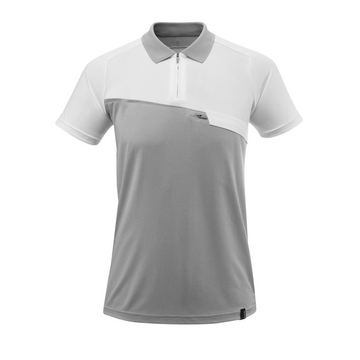 Polo-Shirt Brusttasche ADVANCED Graumel./Weiss XL