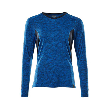 T-Shirt Damen, langarm ACCELERATE Azurblau/Schw.Blau S