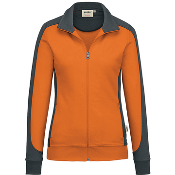 Damen Sweat-Shirt-Jacke Mikralinar, orange/anthrazit, Gr. XS
