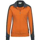 Damen Sweat-Shirt-Jacke Mikralinar, orange/anthrazit, Gr. XS