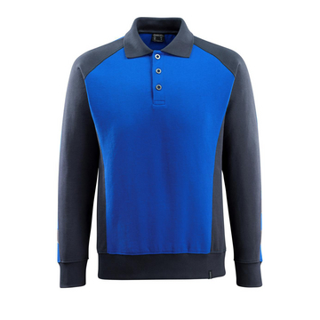 Polo-Sweatshirt UNIQUE Kornblau/Schw.Blau 4XL