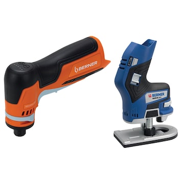 Akku 90° Geradschleifer BACDG BL & Akku-Kantenfräser BACER BL, 12 V, BC+