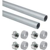 Schrankstangen-Set Ø28, 1,15 m, Matt eloxiert, Aluminium und Zamak