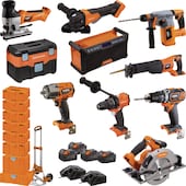 18-Volt-Maschinen-Komplett-Set 5,0 Ah + Sauger + Radio