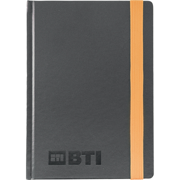 BTI-Notizbuch DIN A5, schwarz mit Gummiband und Lesezeichen