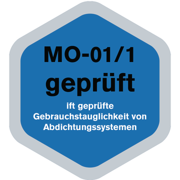 MO-01/1 geprüft, ift geprüfte Gebrauchstauglichkeit von Abdichtungssystemen