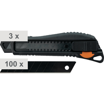 Universal-Cutter-Set Dynamic 18 mm, Cuttermesser, schwarze Abbrechklingen