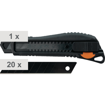 Universal-Cutter-Set Dynamic 25 mm, Cuttermesser, schwarze Abbrechklingen