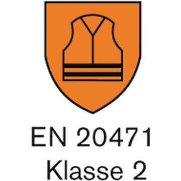 Piktogramm Warnschutz EN 20471, Klasse 2, Weste, Überwurf, Latzhose