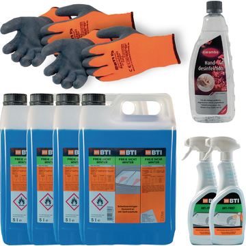 BTI Winter-Chemie-Set XL 22/23 Konzentrat, Fertig, Handschuhe, Anti-Frost, Hand-Desinfektion, Thermo-Handschuh Resistant