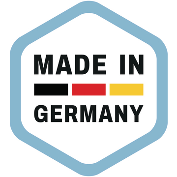 Made in Germany, Deutschland, schwarz-rot-gold, Logo hellblau