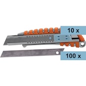 10 Alu-Cutter mit Gummigriff & 100 Klingen Premium
