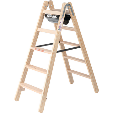 Stufen-Stehleiter Holz, beidseitig, 2 x 5 Stufen, Günzburger Steigtechnik, Munk