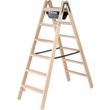 Stufen-Stehleiter Holz, beidseitig, 2 x 6 Stufen, Günzburger Steigtechnik, Munk