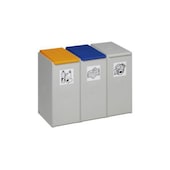 Wertstoff-Sammelbox,3x40l,HxBxT 570x760x405mm,Korpus Polystyrol lichtgrau