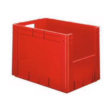 Euronorm-Stapelbehälter,HxLxB 420x600x400mm,80l,PP,rot,Wände geschlossen