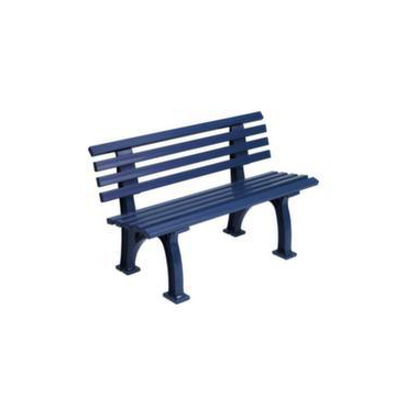 Parkbank,HxBxT 740x1200x380mm,9 Latten,PVC-Leisten-Sitz blau,Sitz H 440mm