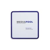 Türschild, HxBxT 155x155x12mm, Schild Polycarbonat, Rahmen ABS blau