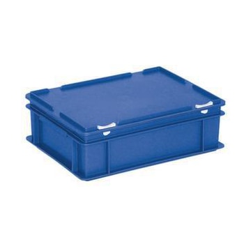Euronorm-Stapelbehälter,HxLxB 135x400x300mm,11l,PP,blau,Scharnierdeckel