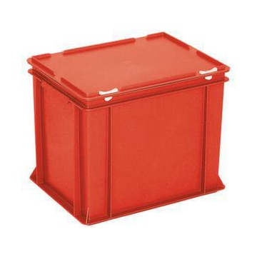 Euronorm-Stapelbehälter,HxLxB 335x400x300mm,31l,PP,rot,Scharnierdeckel