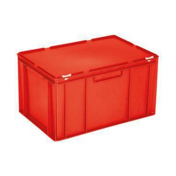 Euronorm-Stapelbehälter,HxLxB 330x600x400mm,63l,PP,rot,Scharnierdeckel