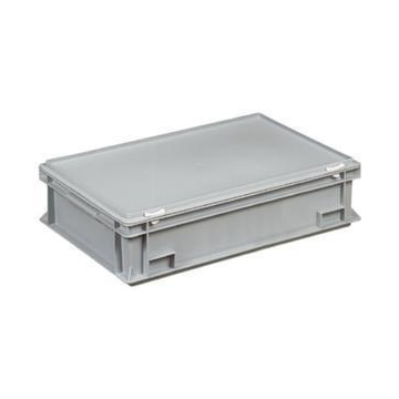 Euronorm-Stapelbehälter,HxLxB 165x600x400mm,27l,PP,grau,Scharnierdeckel