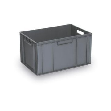 Euronorm-Stapelbehälter,HxLxB 320x600x400mm,63l,PP,grau,Wände geschlossen