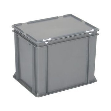 Euronorm-Stapelbehälter,HxLxB 335x400x300mm,31l,PP,grau,Scharnierdeckel