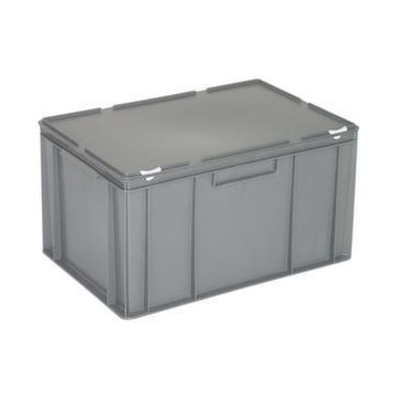 Euronorm-Stapelbehälter,HxLxB 330x600x400mm,63l,PP,grau,Scharnierdeckel