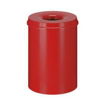 Papierkorb,selbstlöschend,30l,HxØ 470x335mm,Kopfteil rot,Korpus Stahl rot