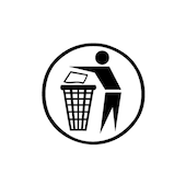 Aufkleber, f. Abfallbehälter, Saubermännchen, schwarz