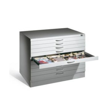Flachablageschrank,HxBxT 760x1100x765mm,10 Schublade(n),Korpus RAL7035