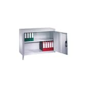 Aufsatzschrank, f. Büro-Flügeltürenschrank, Korpus RAL7035, Front RAL7021