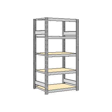 Lagerregal, Grundfeld, HxBxT 2000x1061x526mm, Fachl. 250kg, 5xHolzboden