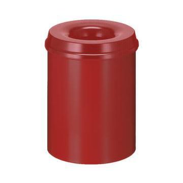 Papierkorb,selbstlöschend,15l,HxØ 360x260mm,Kopfteil rot,Korpus Stahl rot
