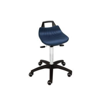 Hocker,Sitz H 500-630mm,Sitz blau,Gestell schwarz,Lift verchromt,Rollen