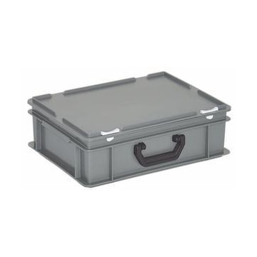 Euronorm-Koffer, HxLxB 135x400x300mm, 11l, PP, grau, Scharnierdeckel