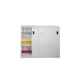 Schiebetürenschrank, RAL7035, HxBxT 1200x1500x500mm, 2x2 Stahlboden