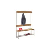 Umkleidebank, HxLxT 1600x1000x400mm, Holzleisten Buche, Gestell lichtgrau