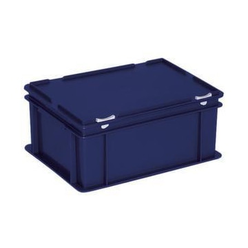Euronorm-Stapelbehälter,HxLxB 185x400x300mm,16l,PP,blau,Scharnierdeckel