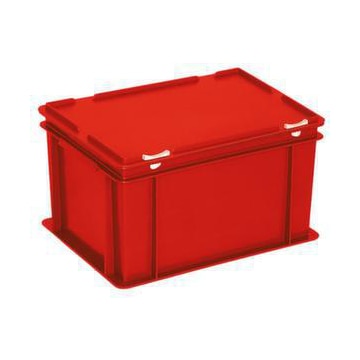 Euronorm-Stapelbehälter,HxLxB 235x400x300mm,21l,PP,rot,Scharnierdeckel