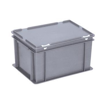 Euronorm-Stapelbehälter,HxLxB 235x400x300mm,21l,PP,grau,Scharnierdeckel