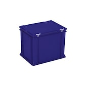 Euronorm-Stapelbehälter,HxLxB 335x400x300mm,31l,PP,blau,Scharnierdeckel