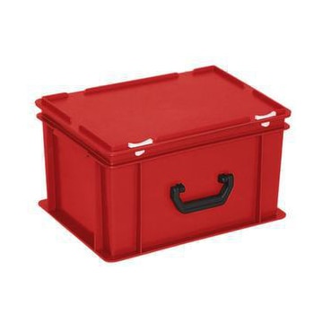 Euronorm-Koffer, HxLxB 235x400x300mm, 21l, PP, rot, Scharnierdeckel