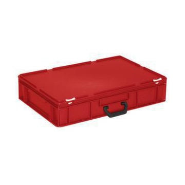 Euronorm-Koffer, HxLxB 135x600x400mm, 23l, PP, rot, Scharnierdeckel