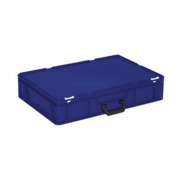 Euronorm-Koffer,HxLxB 135x600x400mm,23l,PP,blau,m. Scharnierdeckel